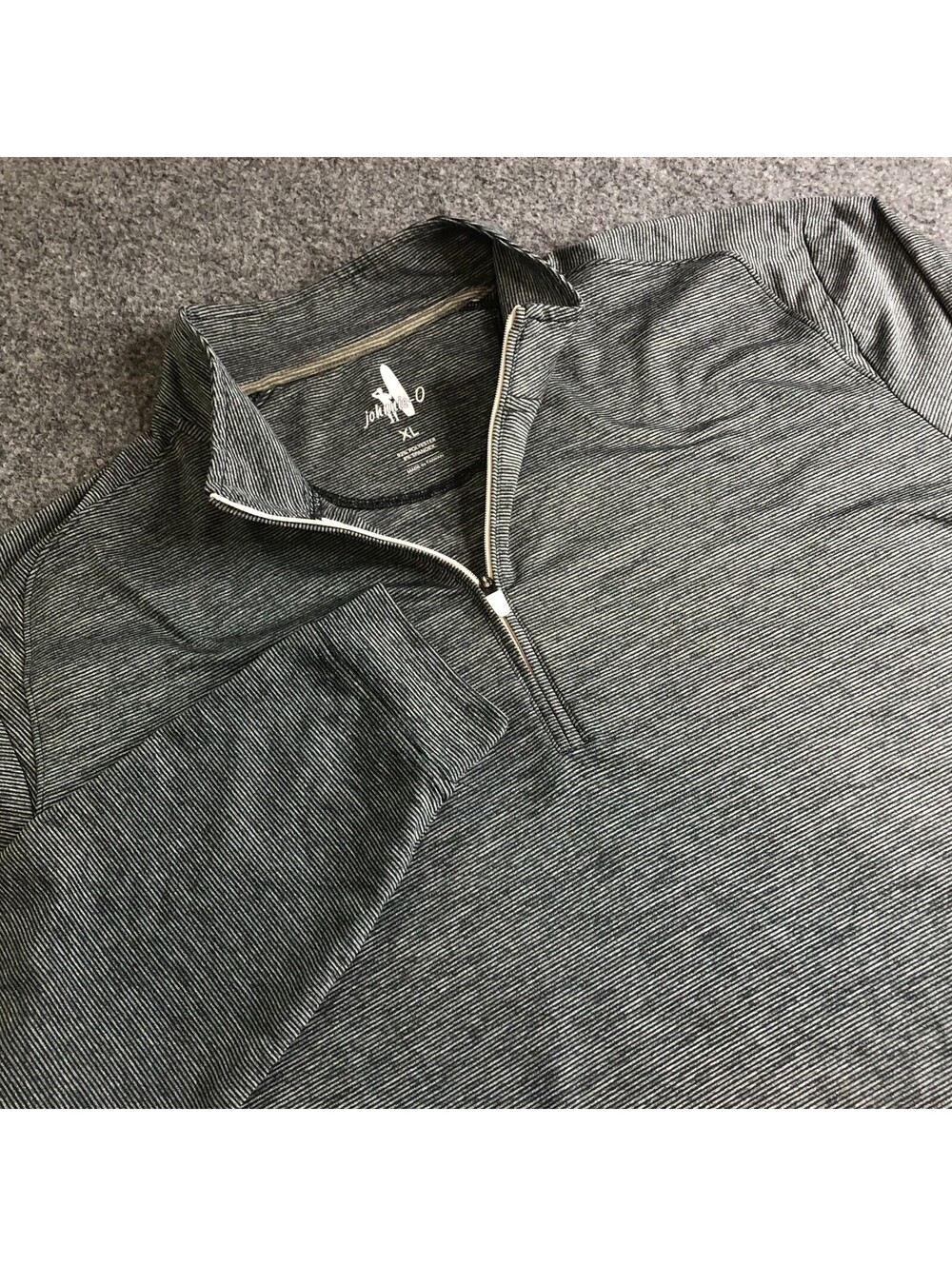 Johnnie-O 1/4 Zip Pullover Vaughn Mens XL Gray Performance Stretch Striped Logo